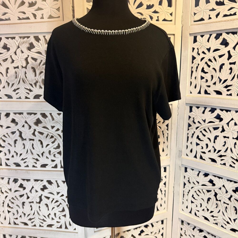 NWT J Crew Black shirt with beaded accents size XXL